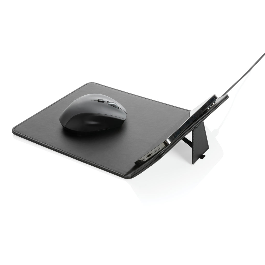 Swiss Peak RCS recycled PU 10W wireless charging mousepad - Black