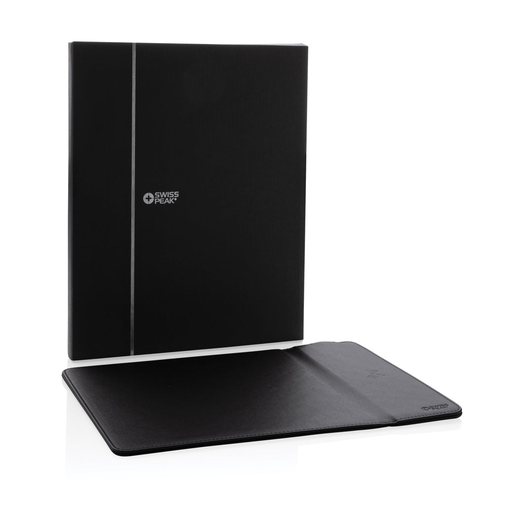 Swiss Peak RCS recycled PU 10W wireless charging mousepad - Black
