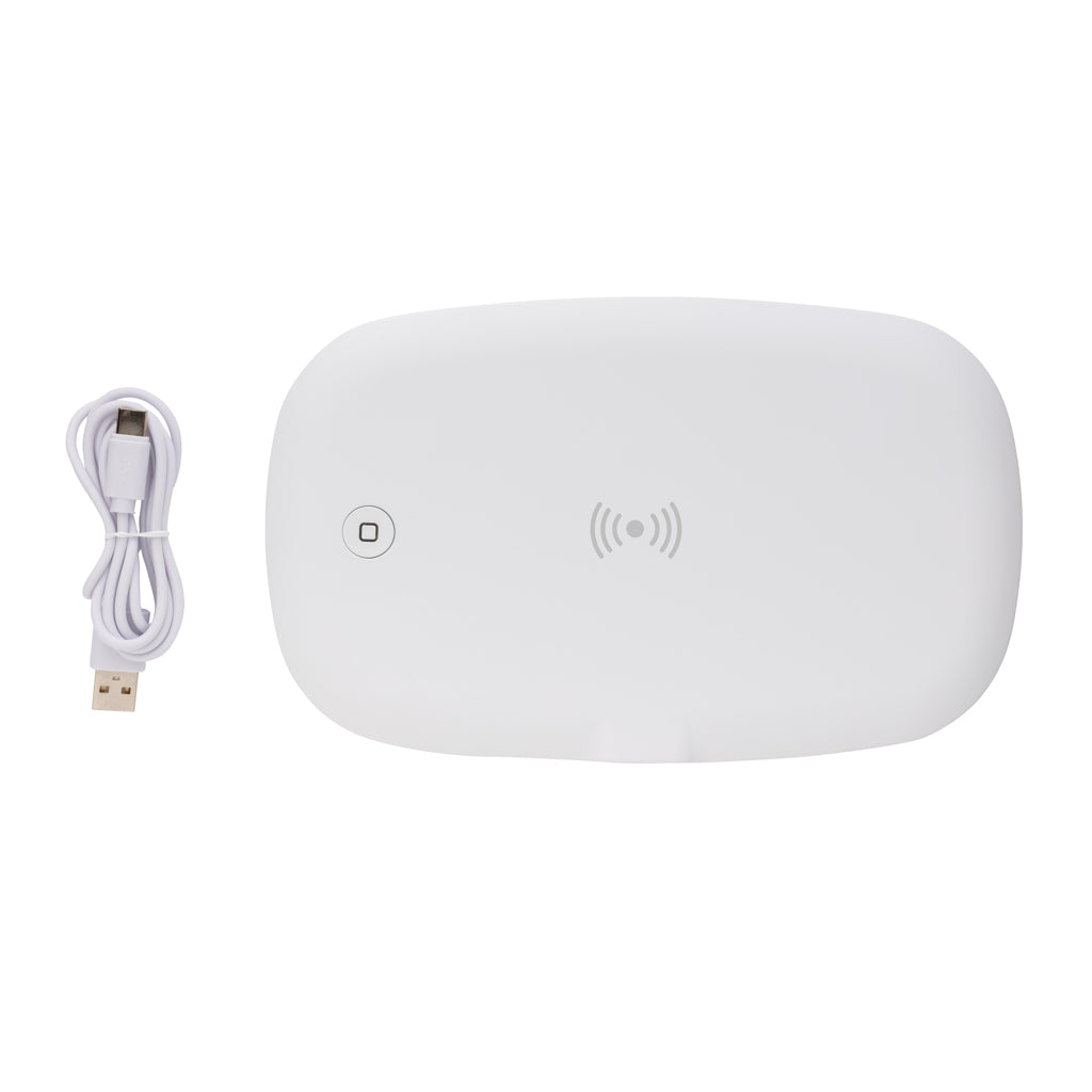 UV-C steriliser box with 5W wireless charger - White