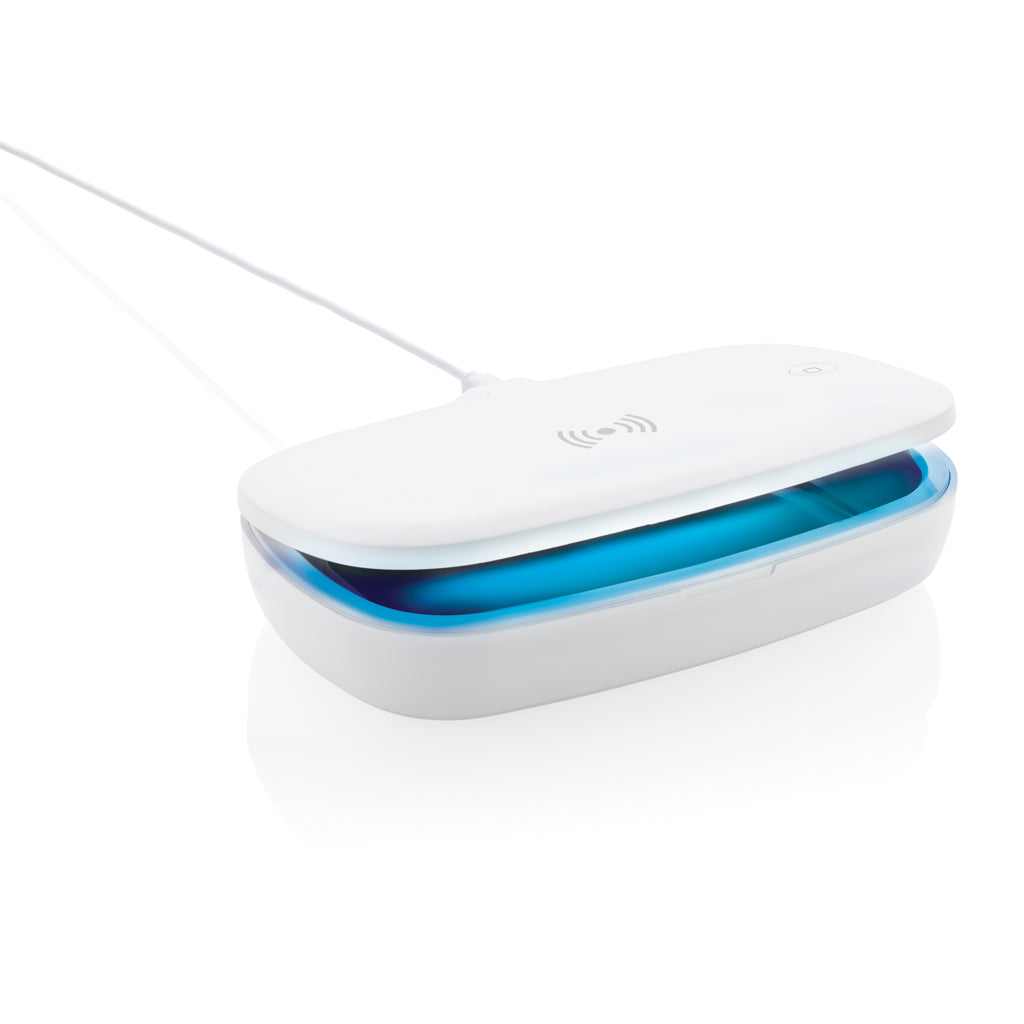 UV-C steriliser box with 5W wireless charger - White