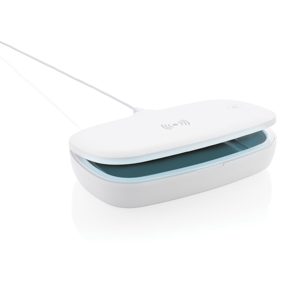 UV-C steriliser box with 5W wireless charger - White
