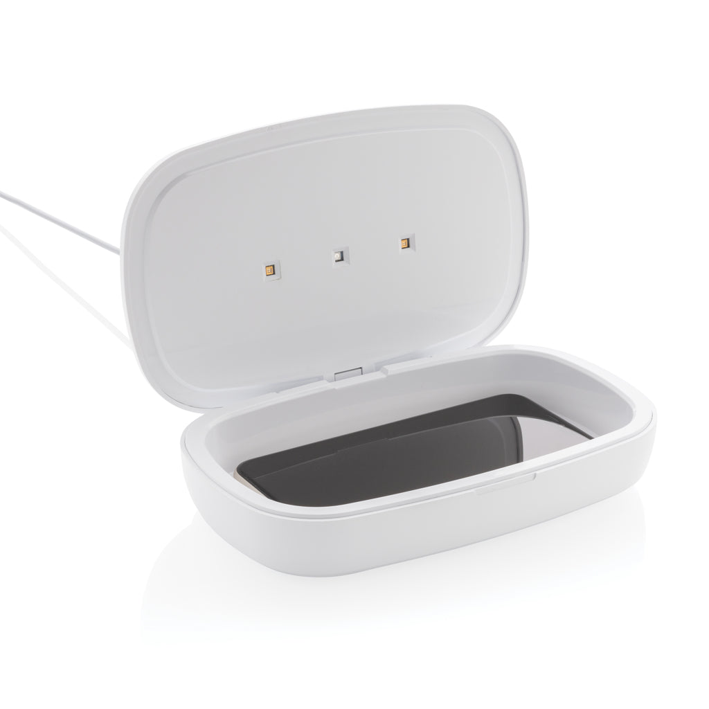 UV-C steriliser box with 5W wireless charger - White