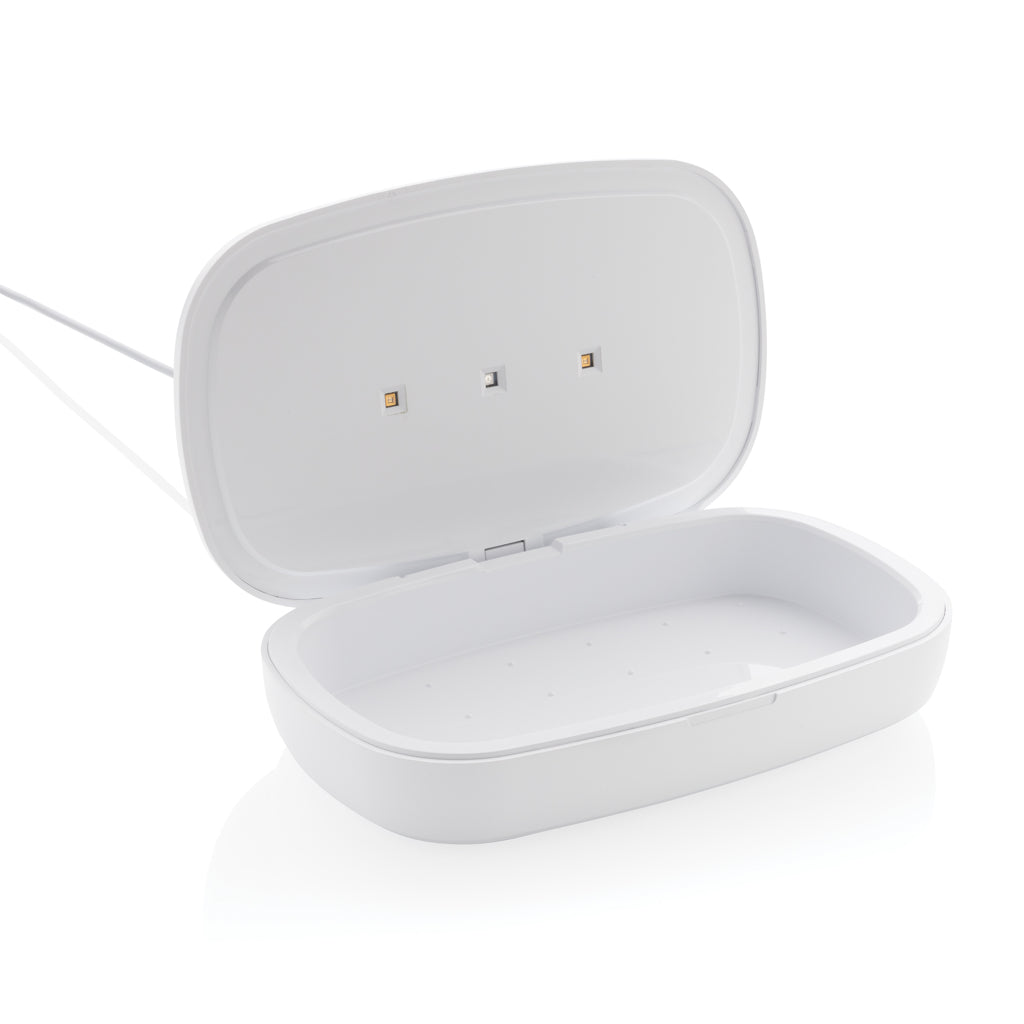 UV-C steriliser box with 5W wireless charger - White