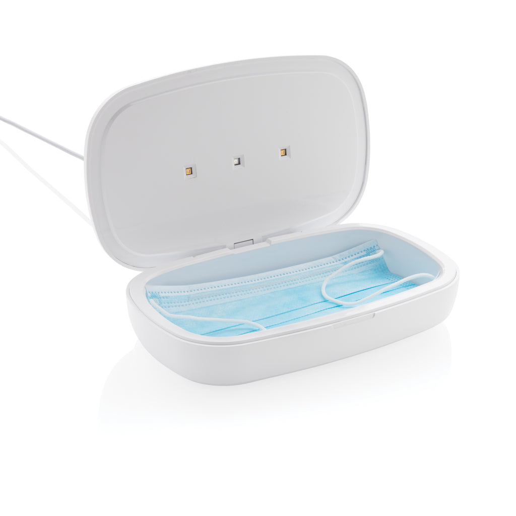 UV-C steriliser box with 5W wireless charger - White