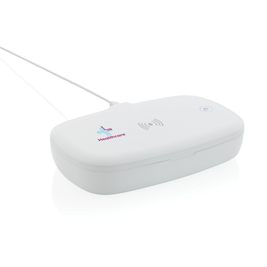 UV-C steriliser box with 5W wireless charger - White