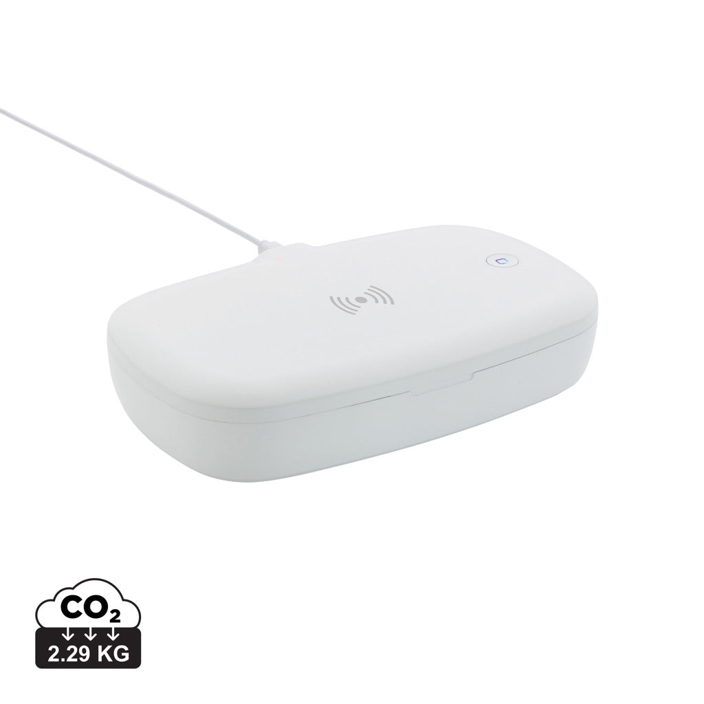 UV-C steriliser box with 5W wireless charger - White
