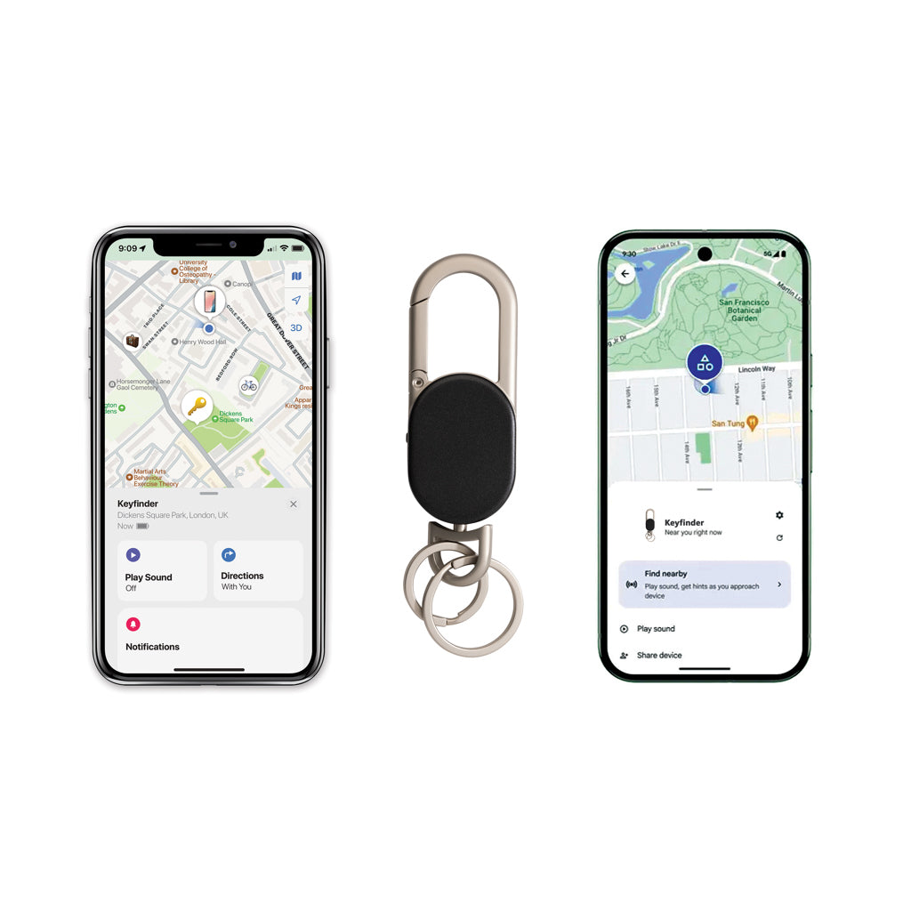 Keyfinder Dual keychain with worldwide locating - Black