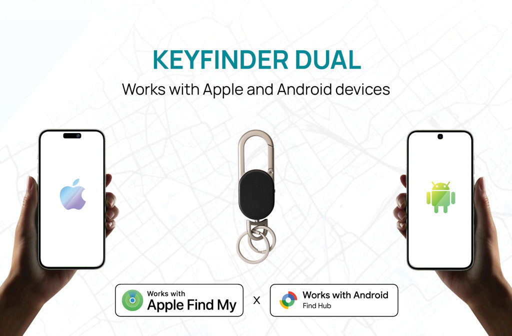 Keyfinder Dual keychain with worldwide locating - Black