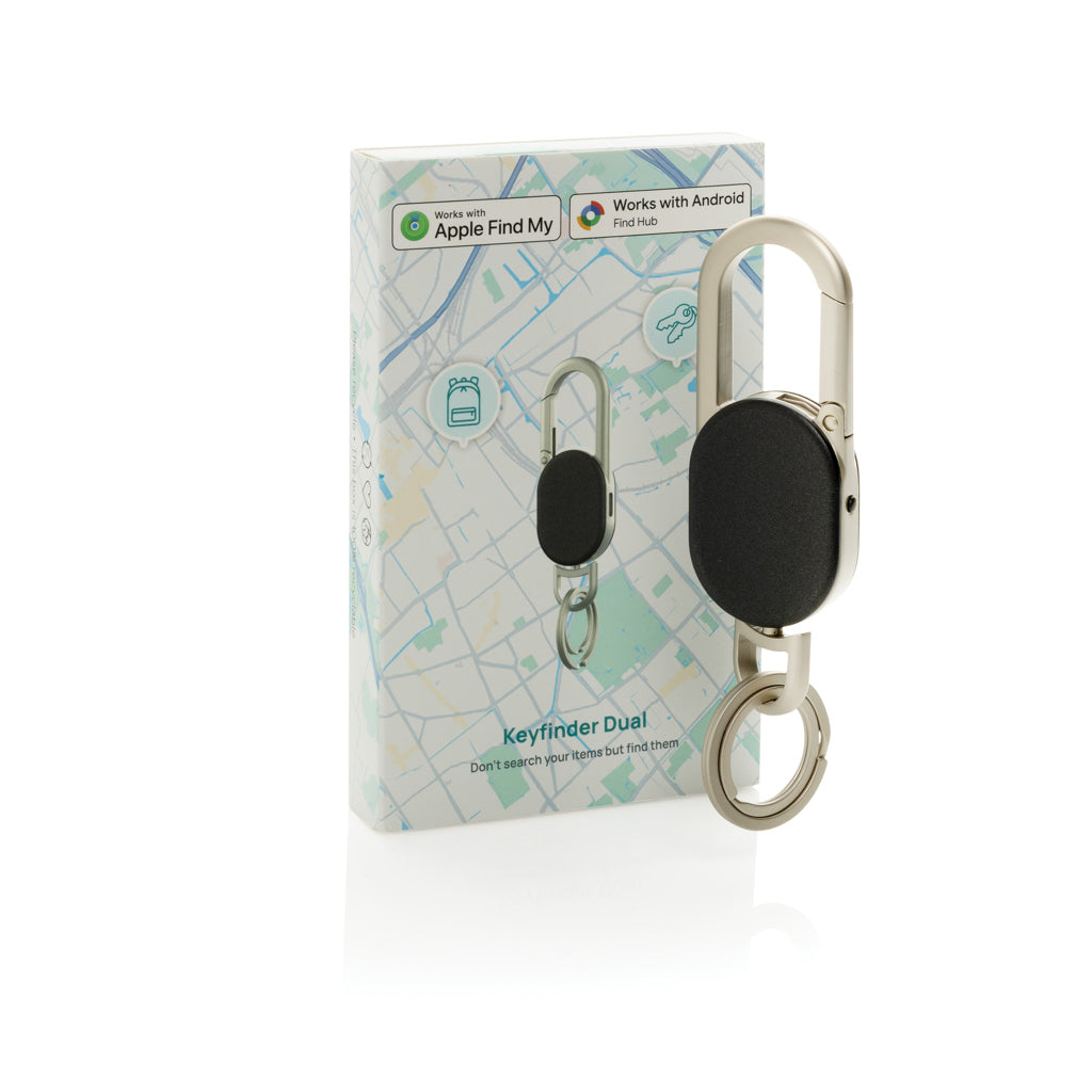 Keyfinder Dual keychain with worldwide locating - Black