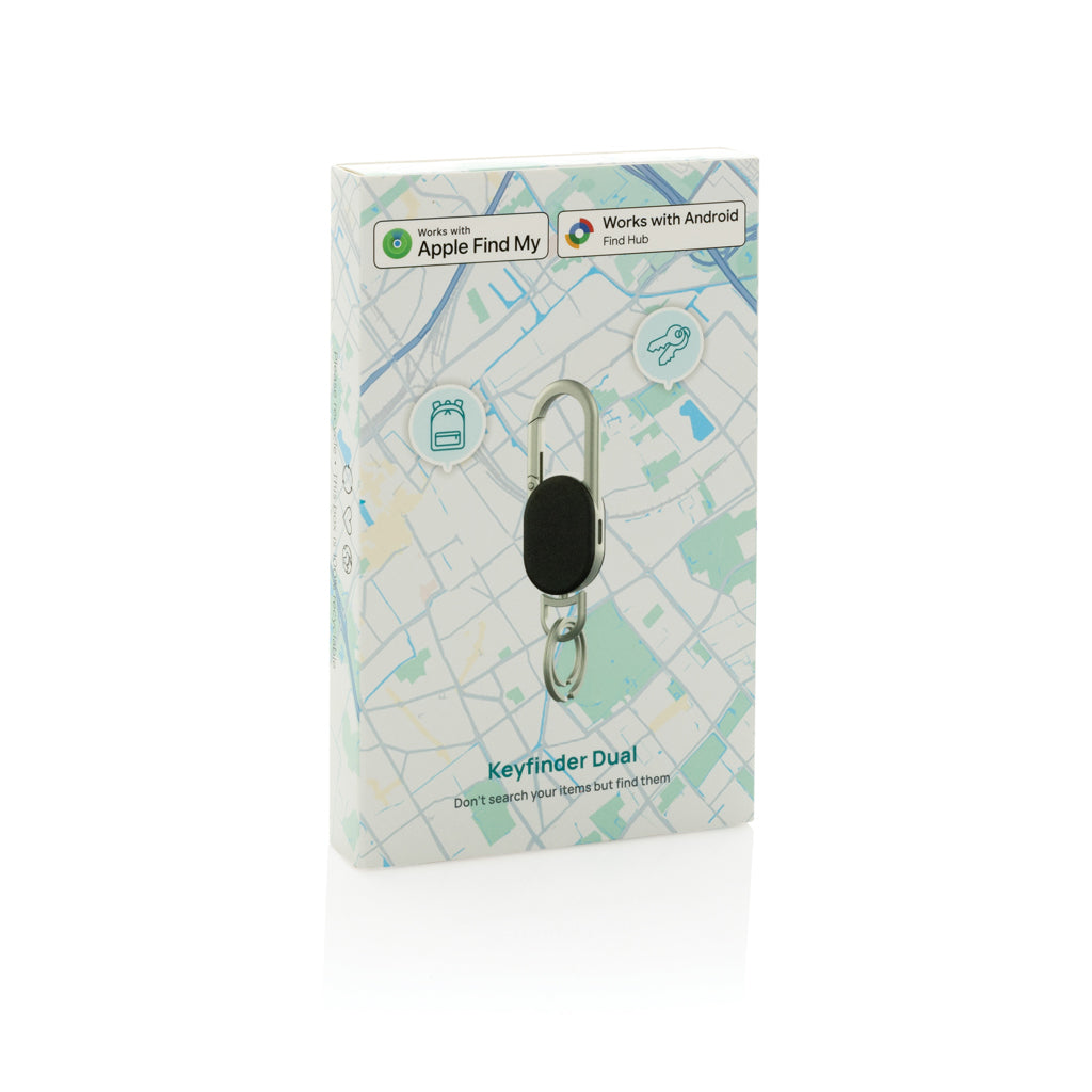 Keyfinder Dual keychain with worldwide locating - Black