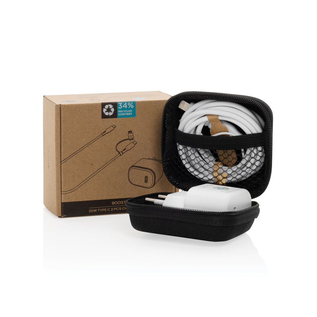 Boost RCS reycled PET 20W type C 2 pcs charging set - Black