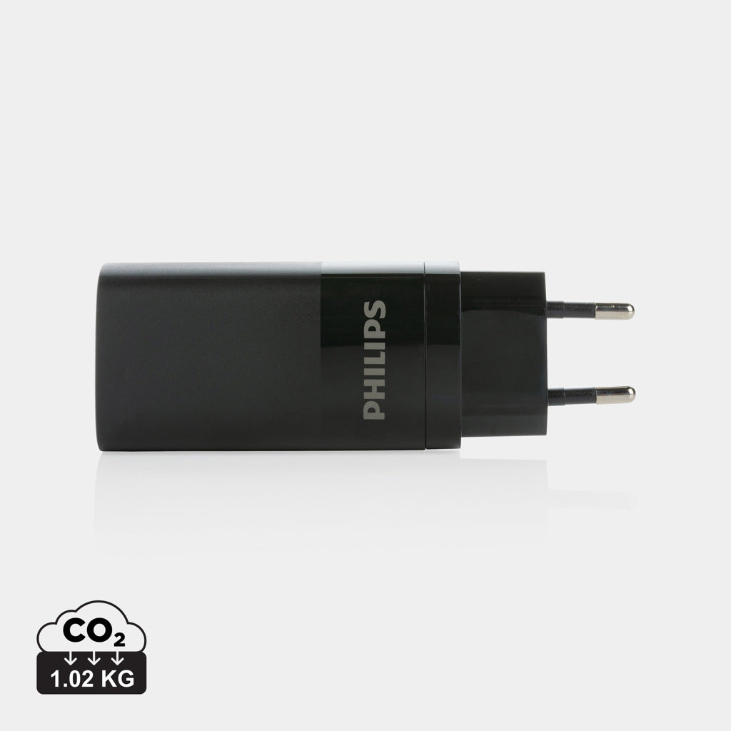 Philips 65W ultra fast PD 3-port USB wall charger - Black
