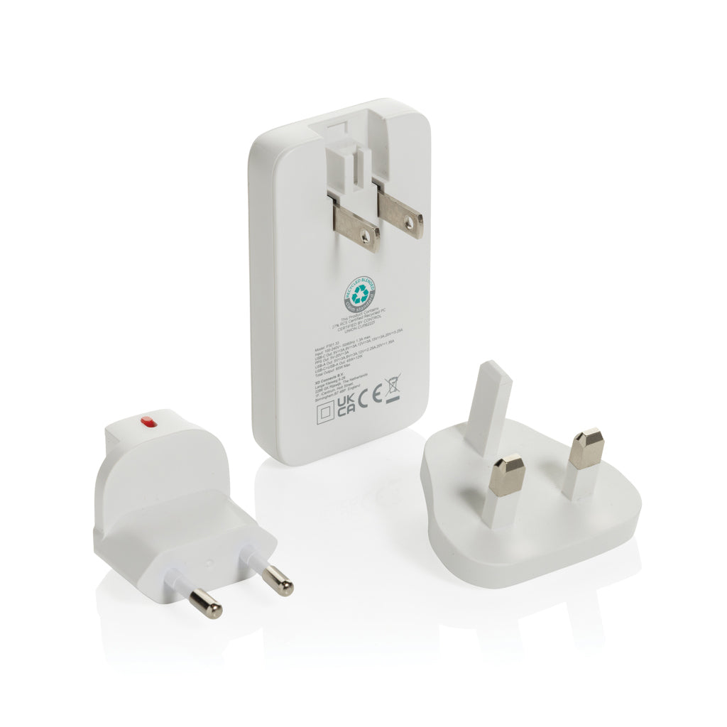 Fluxo RCS 65W flat GAN charger with universal connectors - White
