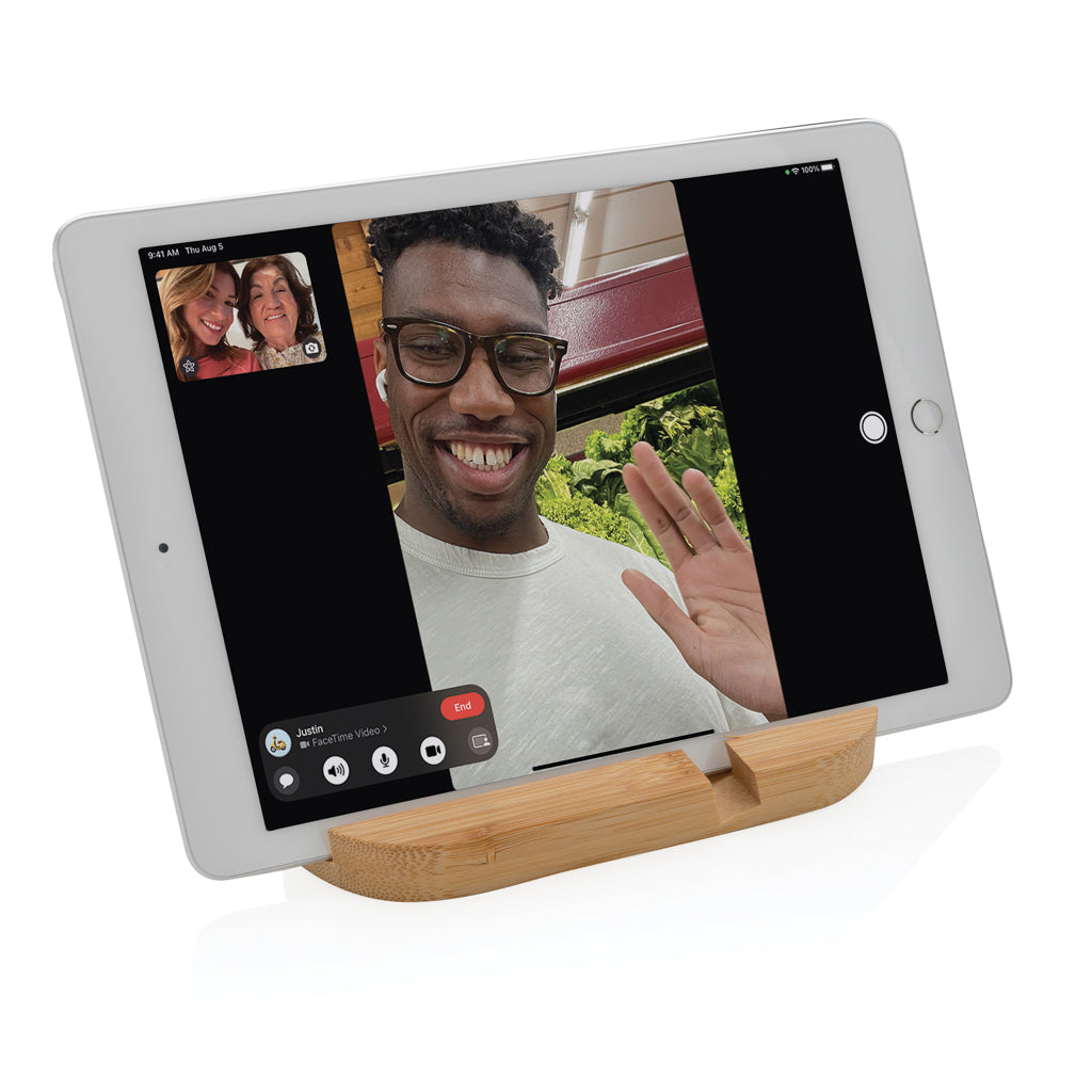 Bamboo tablet and phone holder - Brown