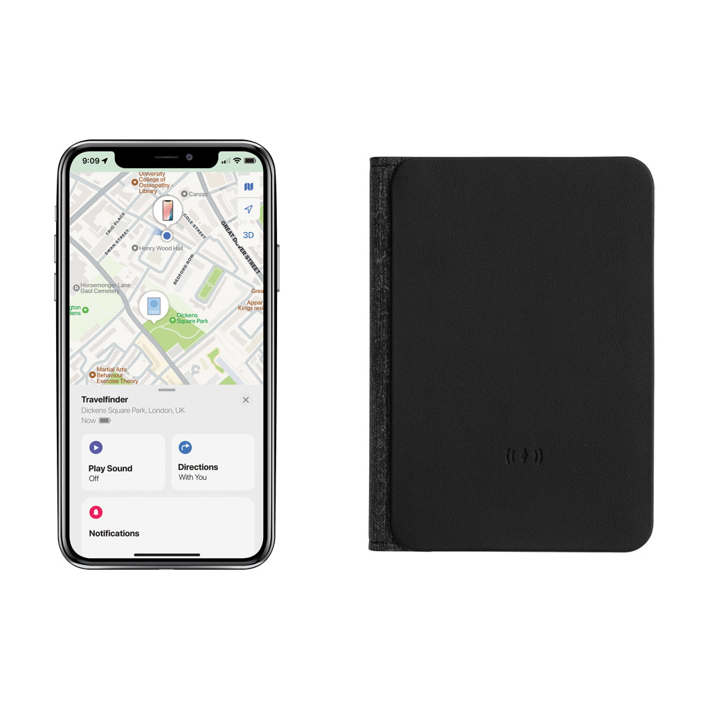 Travelfinder RCS passport holder worldwide locating - Black