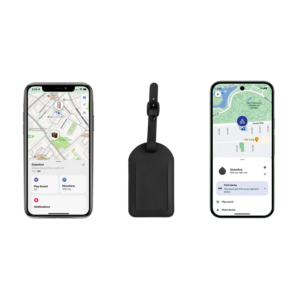 Globefind Dual RCS luggage tag with worldwide locating - Black