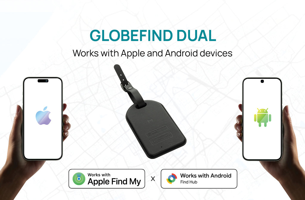 Globefind Dual RCS luggage tag with worldwide locating - Black