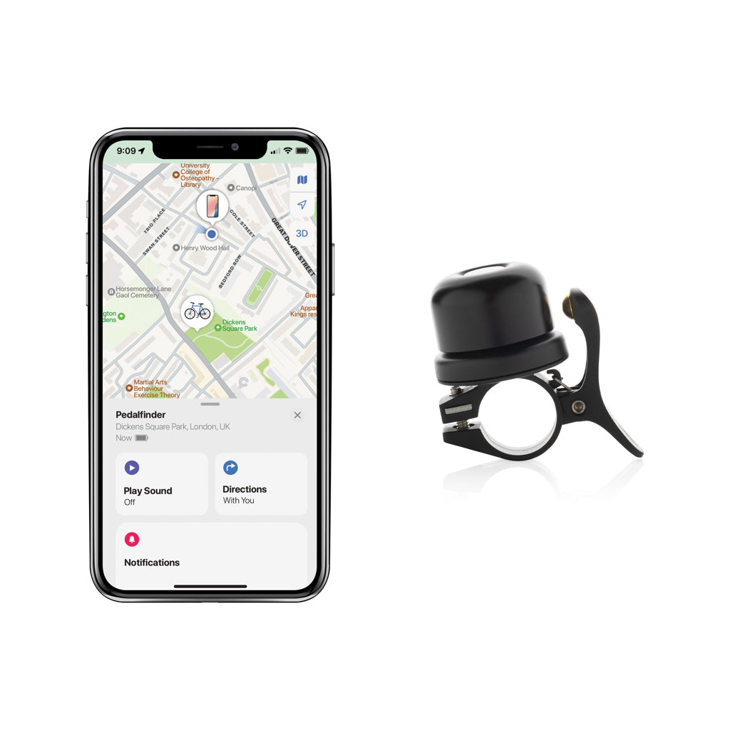 Pedalfinder bike bell with worldwide locating - Black