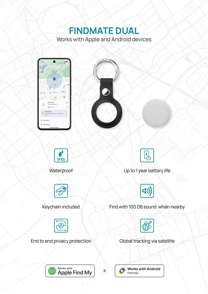 Findmate Dual RCS recycled plastic item finder IPX 5 - White
