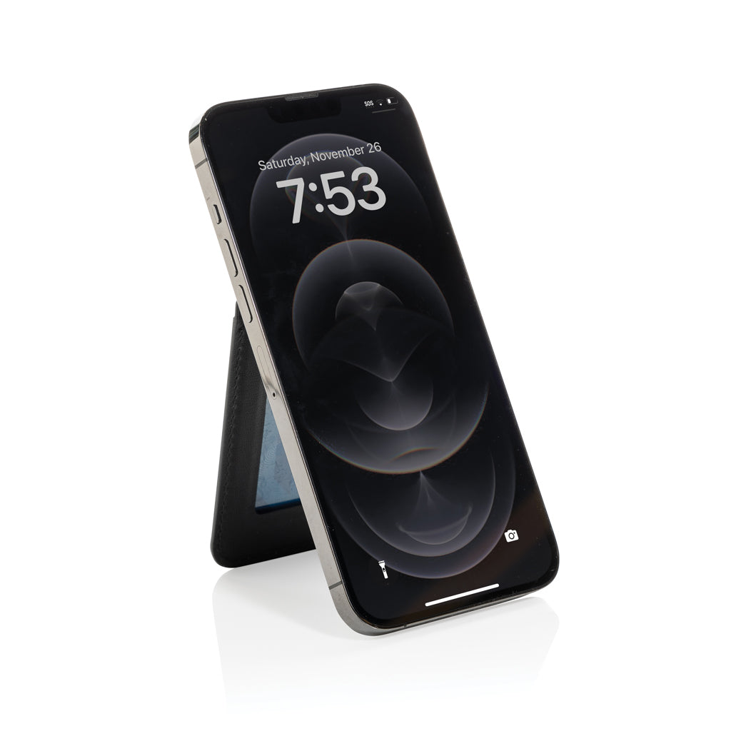 Magstand RCS recycled PU magnetic phone wallet with stand - Black