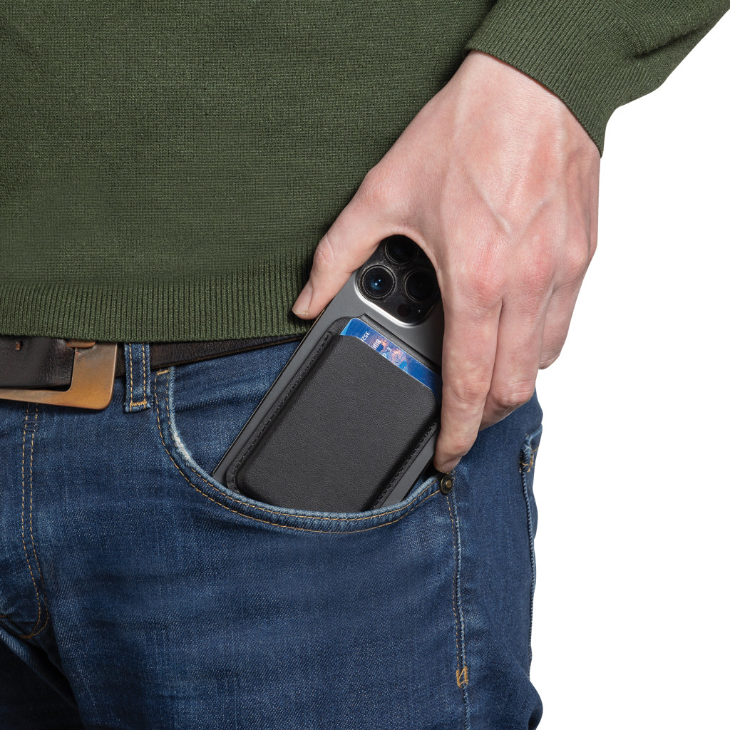 Magstand RCS recycled PU magnetic phone wallet with stand - Black