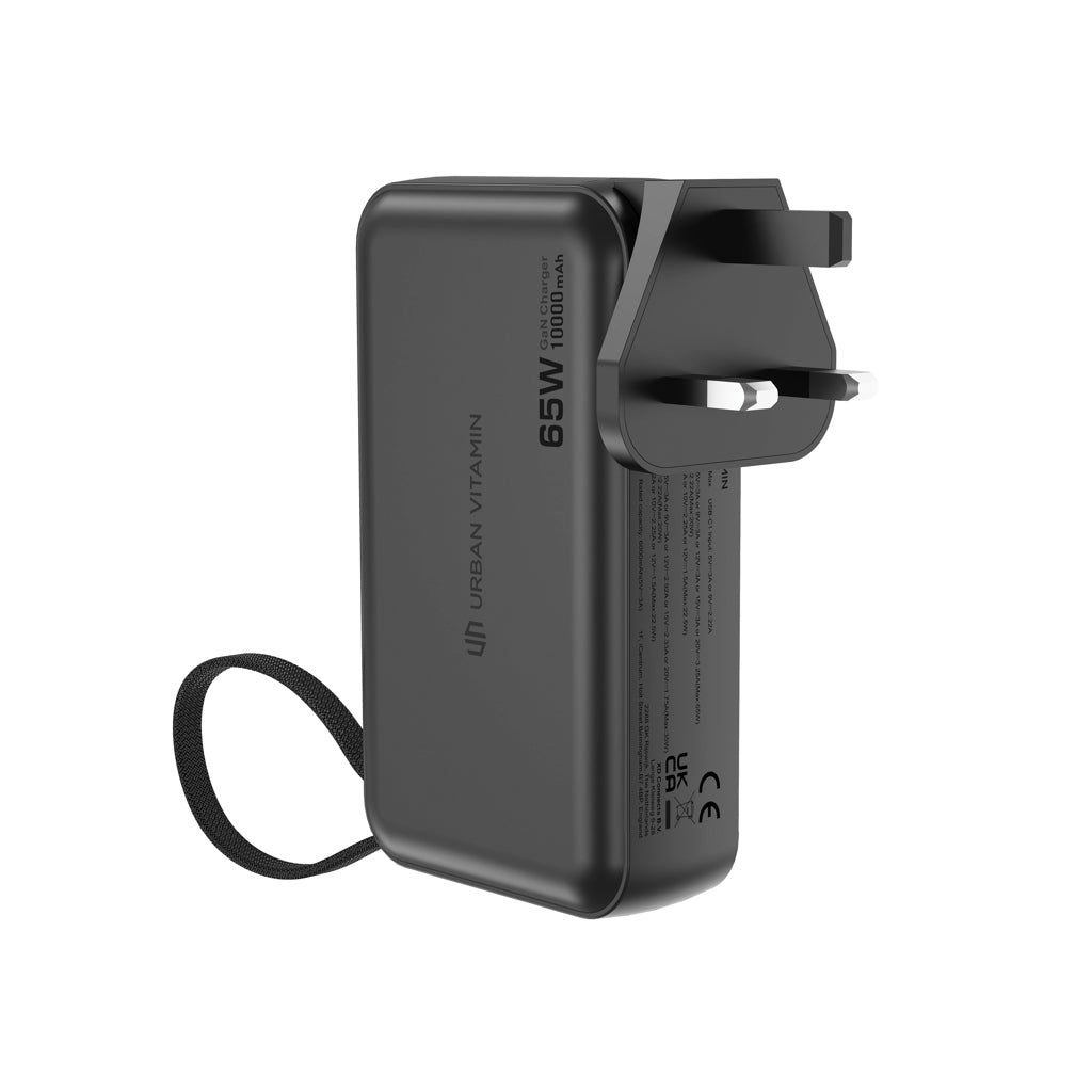 Urban Vitamin Eureka hybrid GANcharger 10000mah powerbank65W - Black