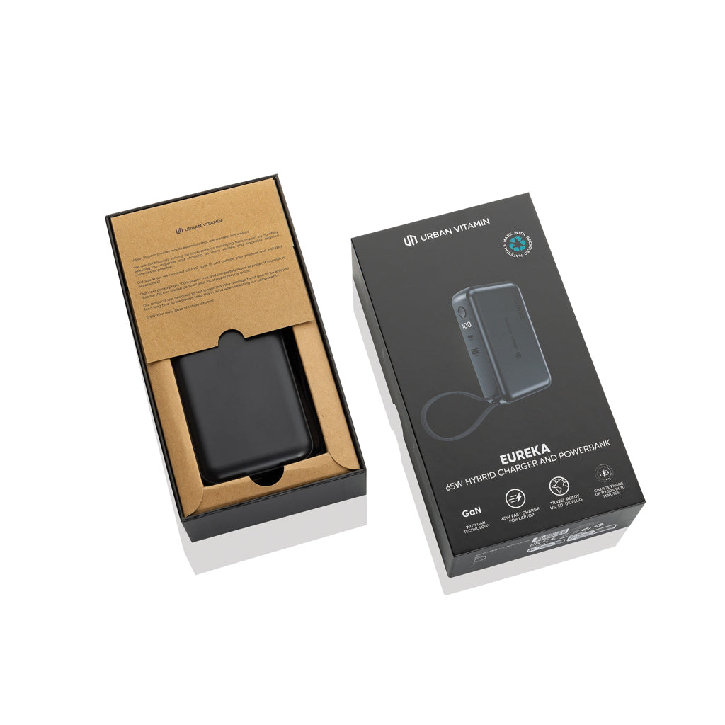 Urban Vitamin Eureka hybrid GANcharger 10000mah powerbank65W - Black