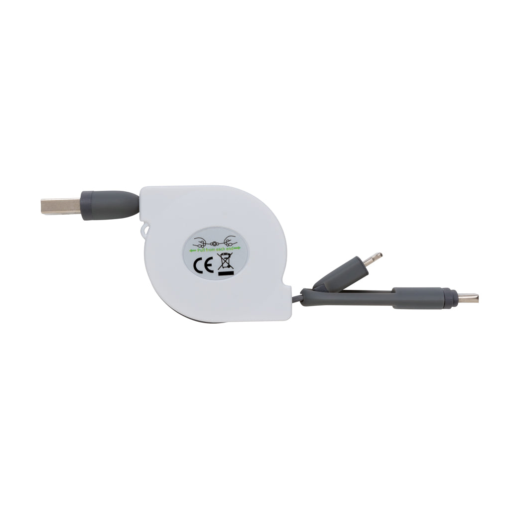 3-in-1 retractable cable - Grey