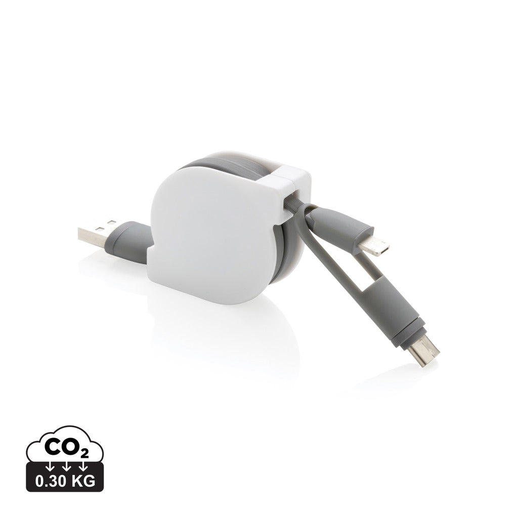 3-in-1 retractable cable - Grey
