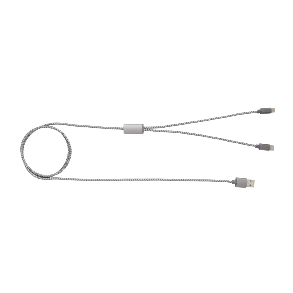 3-in-1 braided cable - Grey