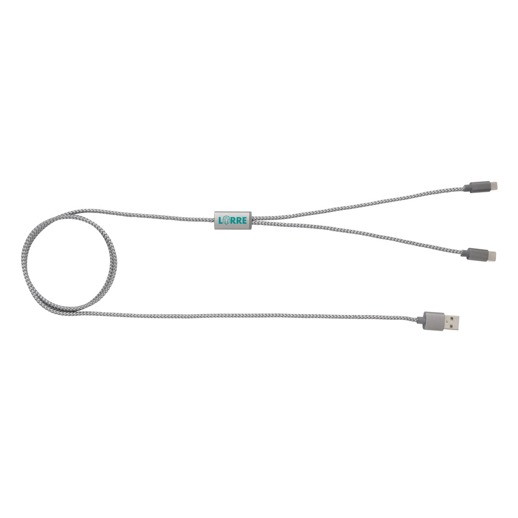 3-in-1 braided cable - Grey
