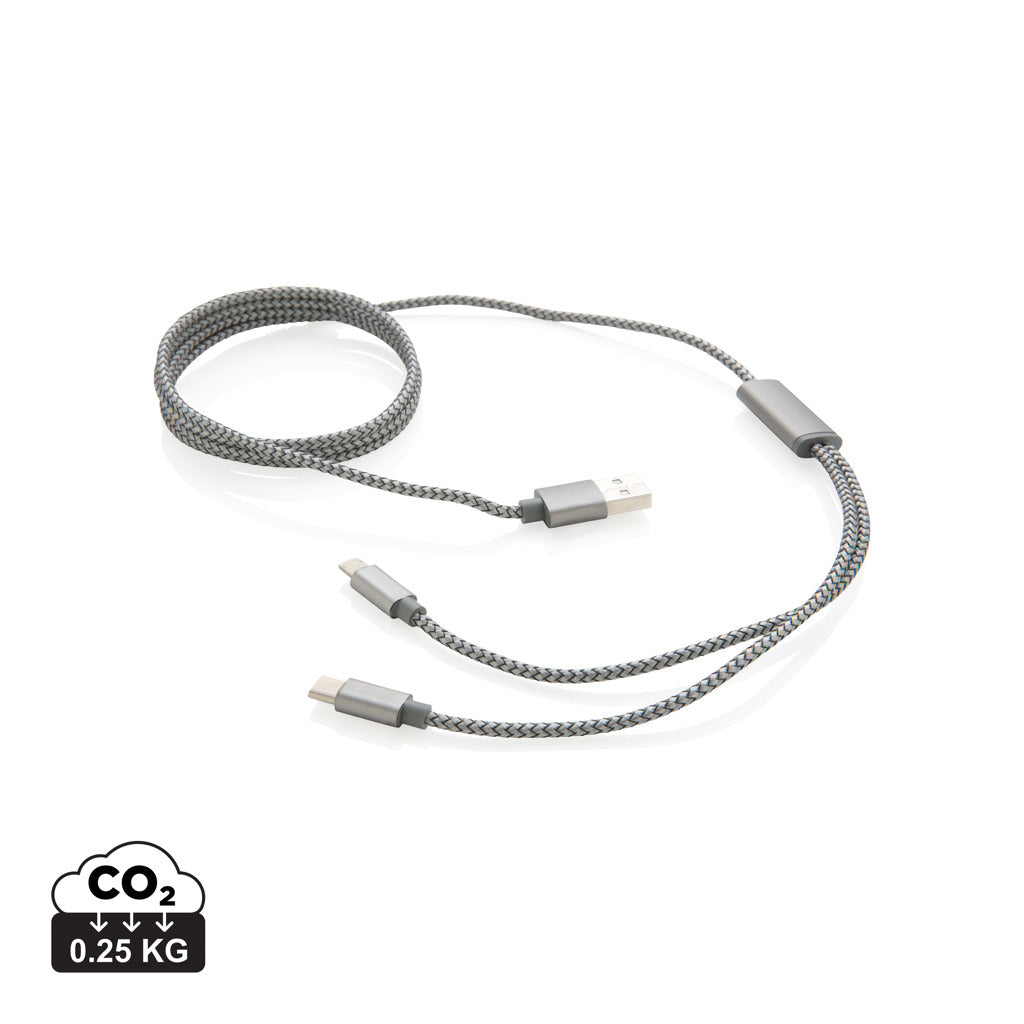 3-in-1 braided cable - Grey