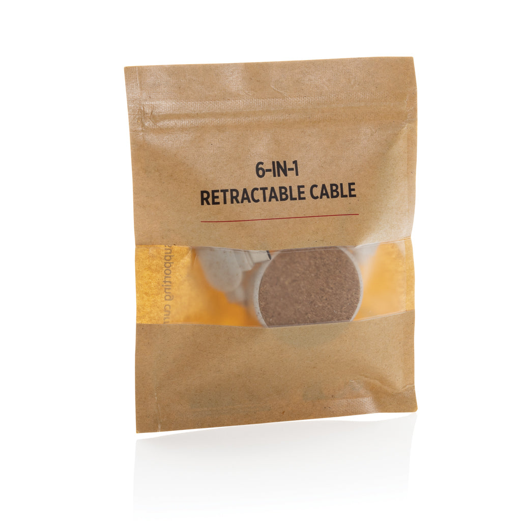 Cork and Wheat 6-in-1 retractable cable - Khaki
