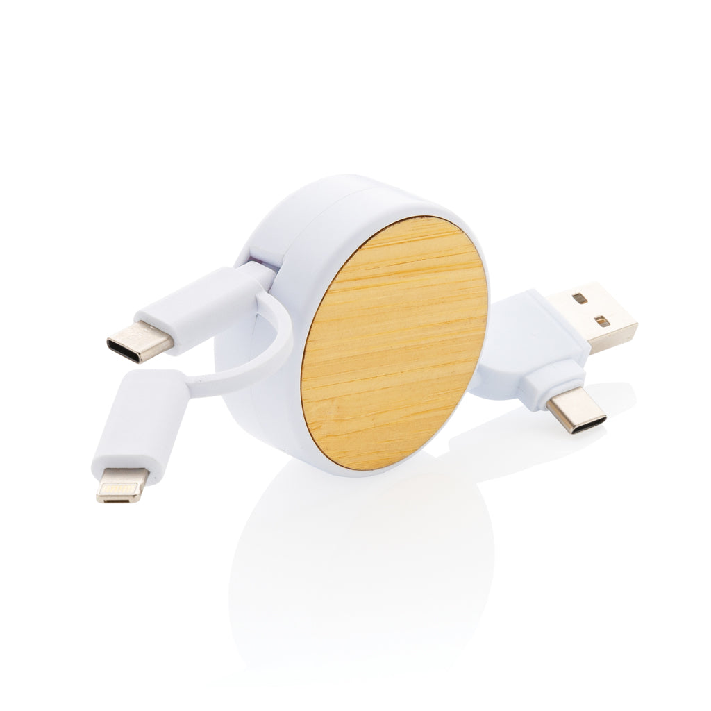 RCS recycled plastic Ontario 6-in-1 retractable cable - White