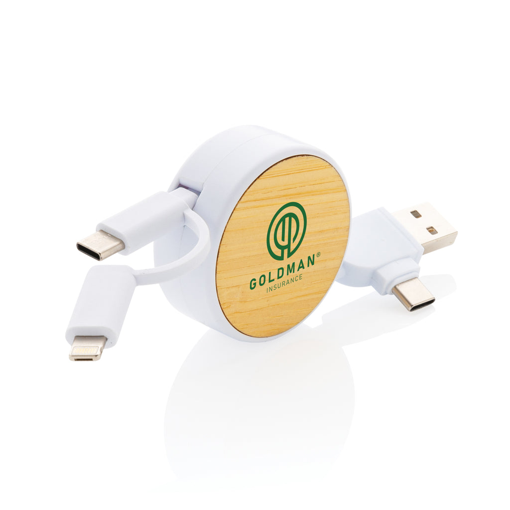 RCS recycled plastic Ontario 6-in-1 retractable cable - White