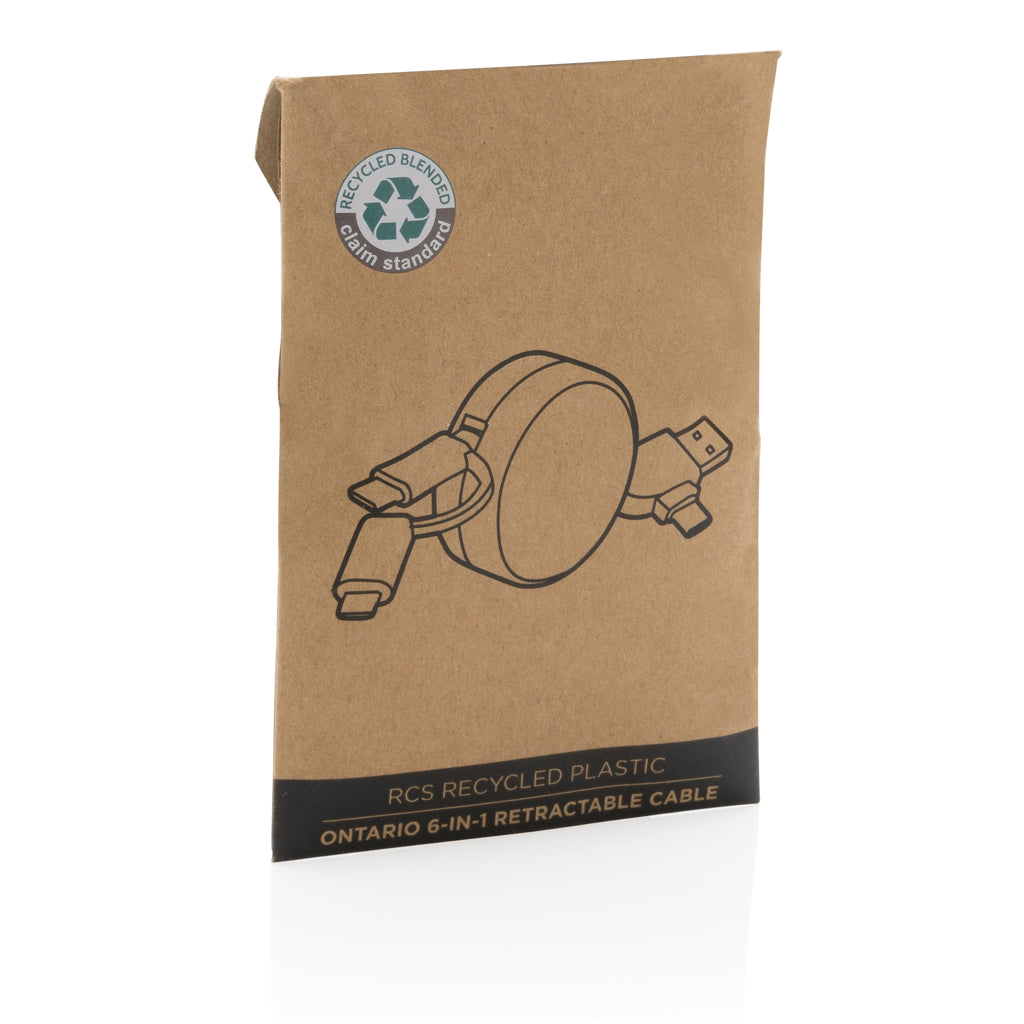 RCS recycled plastic Ontario 6-in-1 retractable cable - White