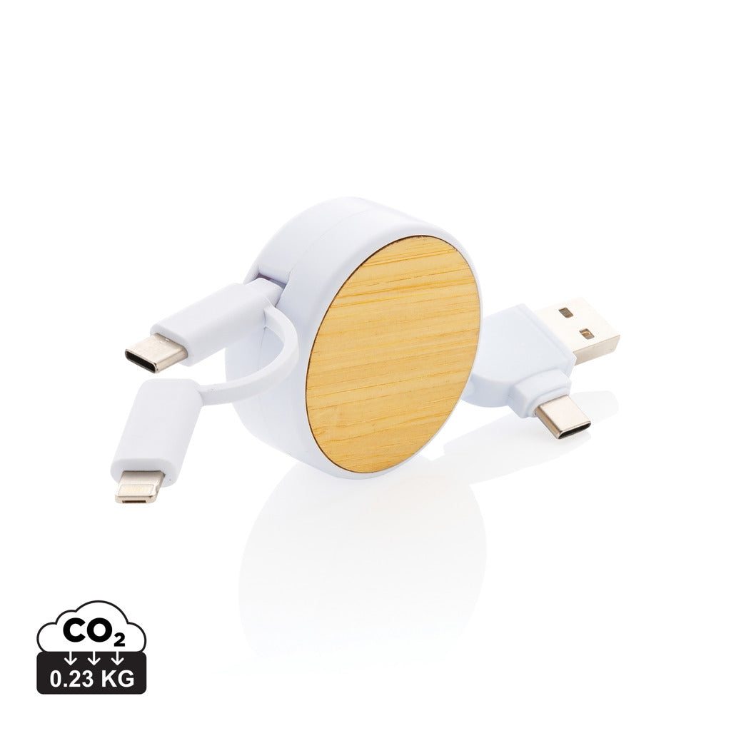 RCS recycled plastic Ontario 6-in-1 retractable cable - White