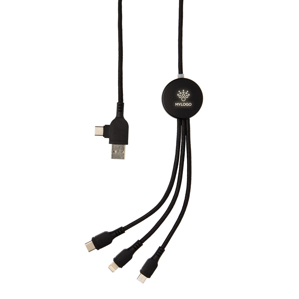 Light up logo 6-in-1 cable - Black