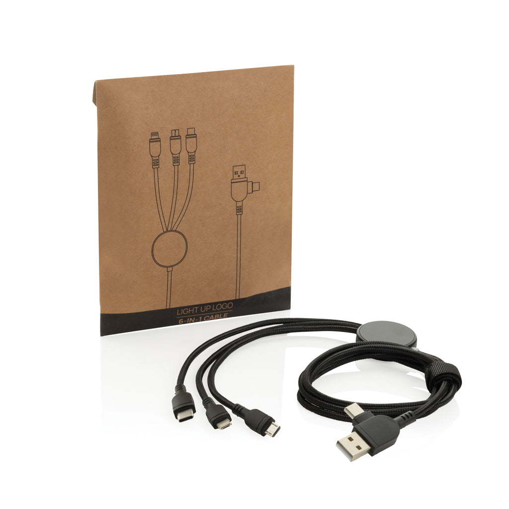 Light up logo 6-in-1 cable - Black