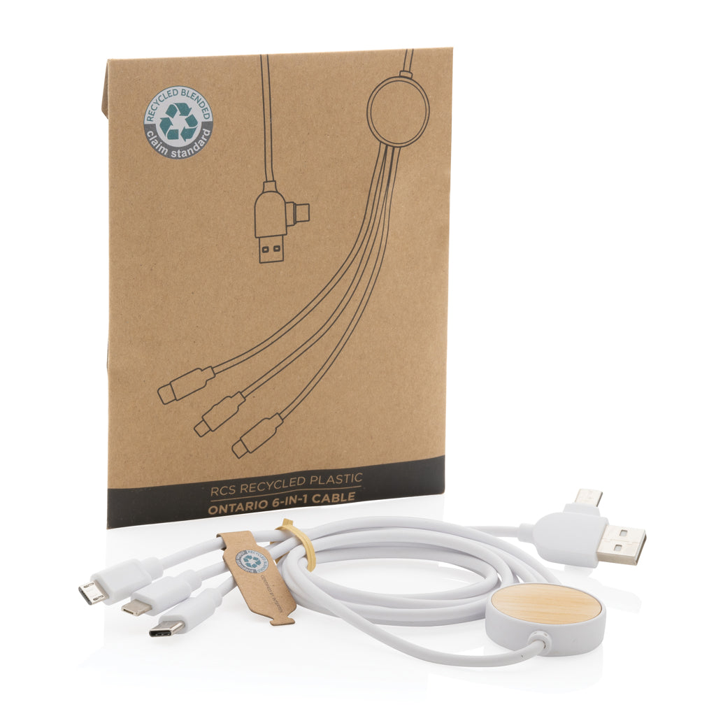RCS recycled plastic Ontario 6-in-1 cable - White