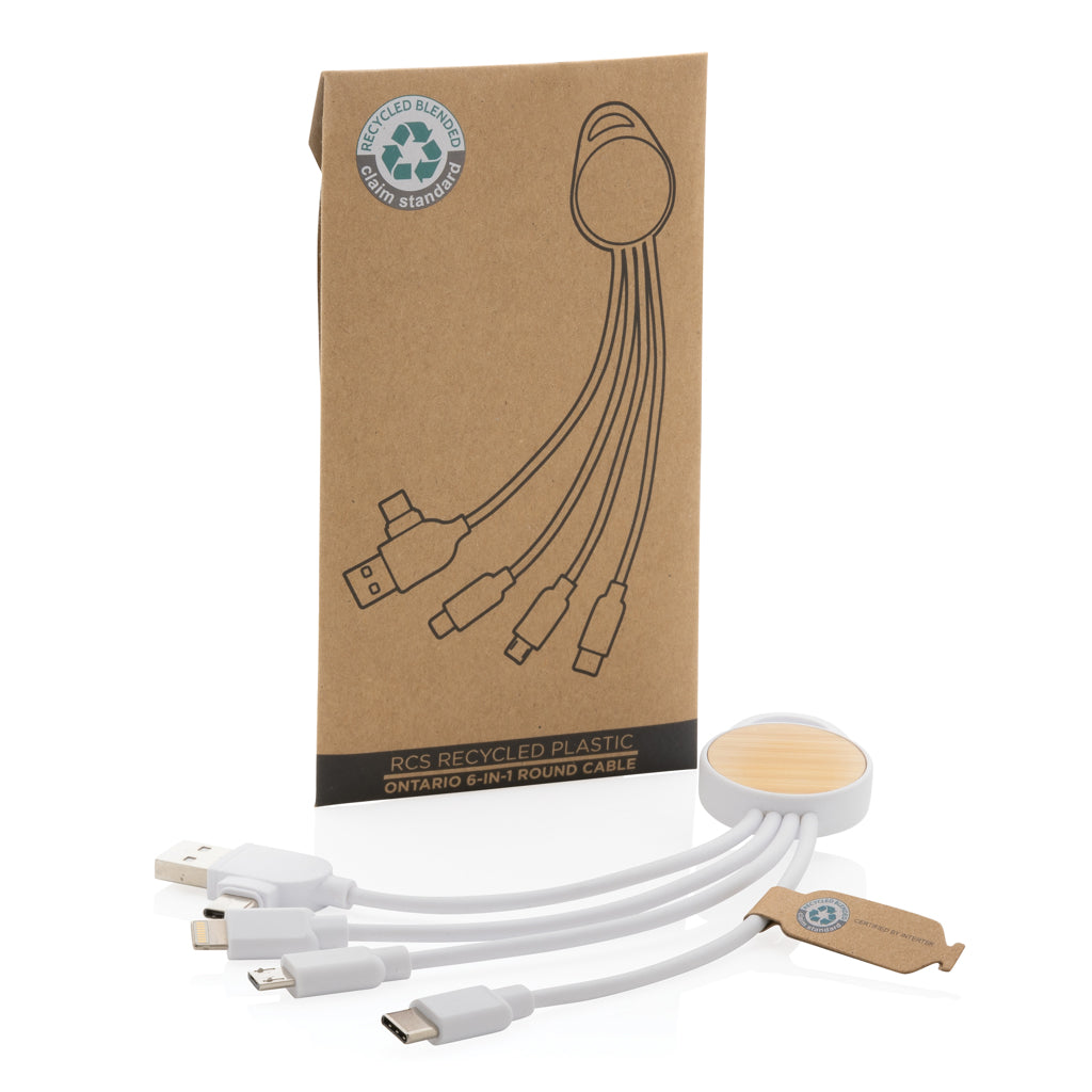 RCS recycled plastic Ontario 6-in-1 round cable - White