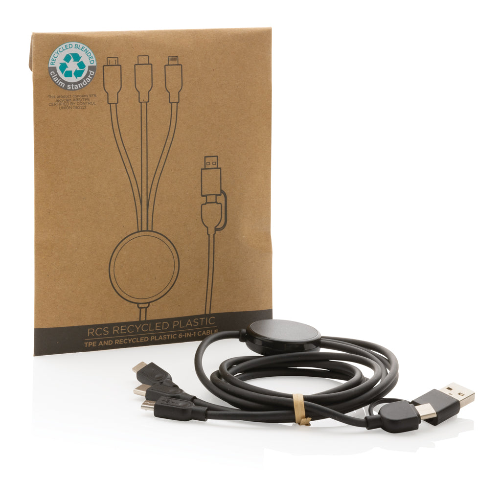 RCS recycled TPE and recycled plastic 6-in-1 cable - Black