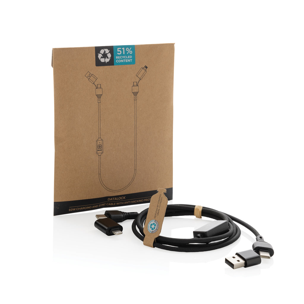Datalock RCS recycled 60W hacking protection cable - Black