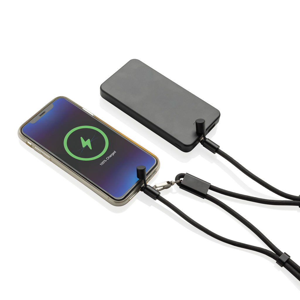 LoopAmp RCS RPET adjustable 160 cm phone cord with 60W cable - Black