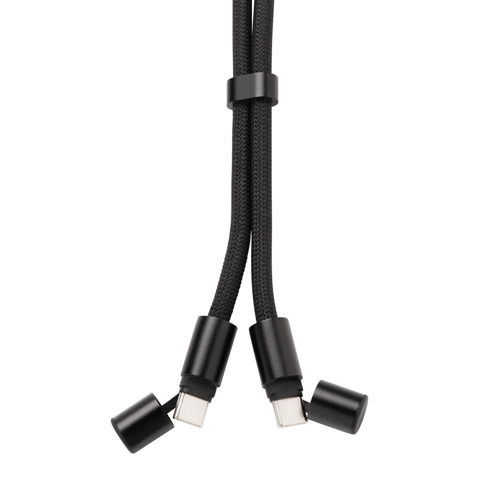 LoopAmp RCS RPET adjustable 160 cm phone cord with 60W cable - Black