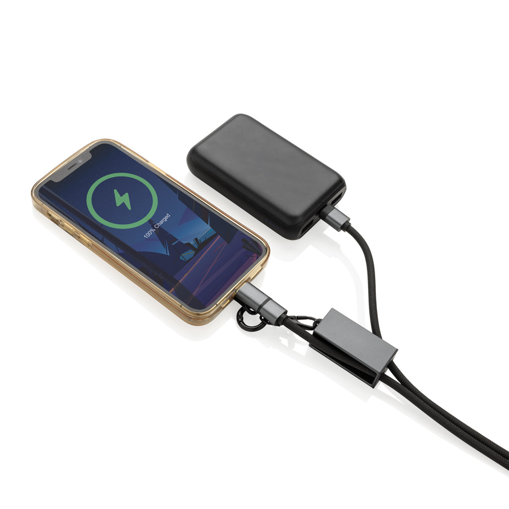 Terra RCS recycled PET phone cord with 60W dual charge cable - Grey