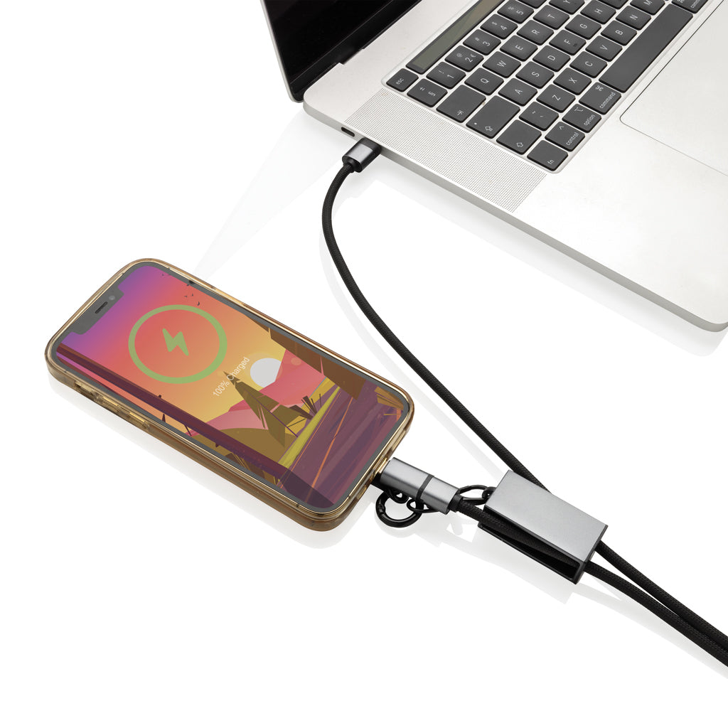 Terra RCS recycled PET phone cord with 60W dual charge cable - Grey