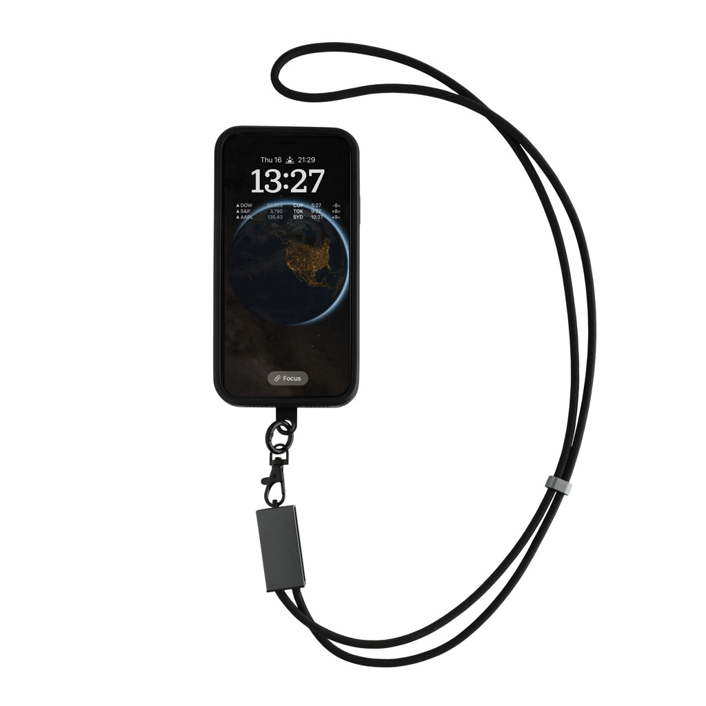 Terra RCS recycled PET phone cord with 60W dual charge cable - Grey