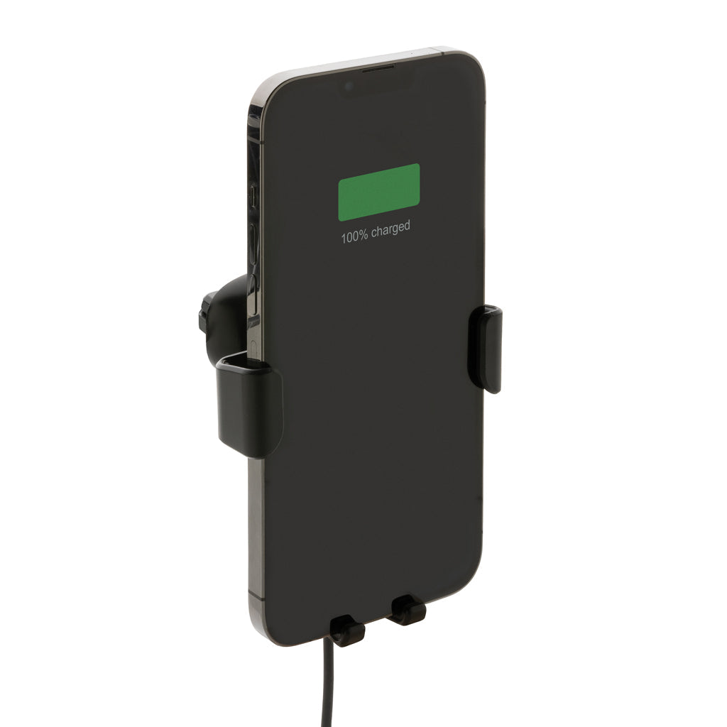 RCS recycled plastic 10W wireless charging car holder - Black