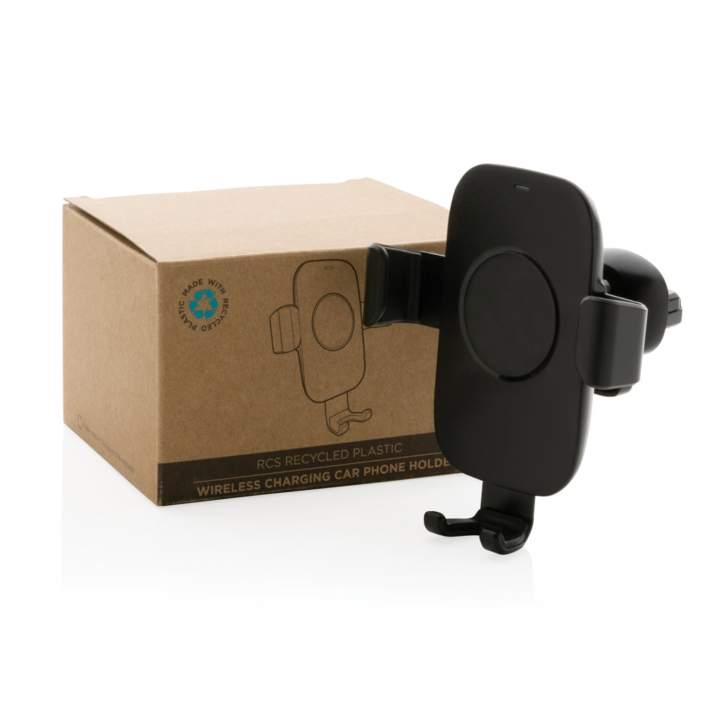 RCS recycled plastic 10W wireless charging car holder - Black